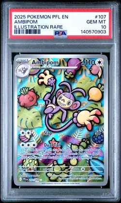 2025 POKEMON PFL EN-PHANTASMAL FLAMES ILLUSTRATION RARE #107 AMBIPOM PSA 10 - Image 1