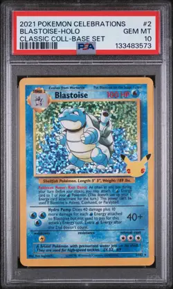 PSA 10 Blastoise Celebrations: Classic Collection 2/102 Holo Pokemon TCG - Image 1