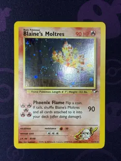 Pokemon TCG Blaine's Moltres Gym Heroes Holo Mint Holo Swirl - Image 3