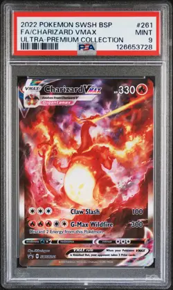 2022 POKEMON SWSH BLACK STAR PROMO #261 FULL ART/CHARIZARD VMAX PSA 9 - Image 1