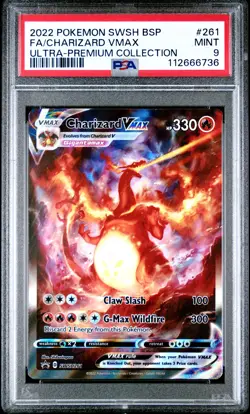 2022 POKEMON SWSH BLACK STAR PROMO #261 FULL ART/CHARIZARD VMAX PSA 9 - Image 1