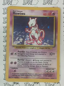WOTC Pokemon TCG Mewtwo 10/102 - English Base Set Holo Raw Card MP/HP - Image 1