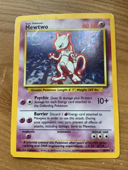 Pokemon Mewtwo Holo 10/102 Base Set 1999 WOTC - Classic Rare Card 60 HP - Image 1