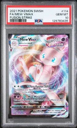 2021 Pokemon Sword & Shield Fusion Strike #114 Fa/Mew Vmax Fusion Strike PSA 10 - Image 1