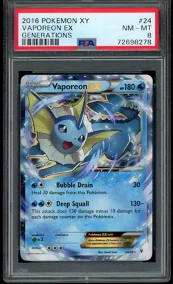 2016 Pokemon XY Generations Vaporeon EX #24 24/83 PSA 8 Low Pop Fresh Grade! - Image 1