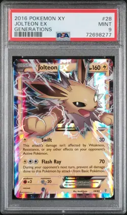 2016 Pokemon XY Generations Jolteon EX Holo #28 28/83 PSA 9 Low Pop Fresh Grade! - Image 1