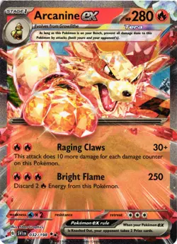 Pokemon TCG Arcanine EX Double Rare Holo Scarlet & Violet Base Set 032/198 NM - Image 1