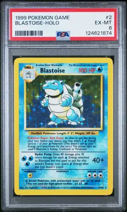 1999 POKEMON BASE SET UNLIMITED #2 BLASTOISE-HOLO PSA 6 - Image 1
