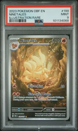 Pokemon TCG Obsidian Flames Ninetales Illustration Rare Holo 199/197 PSA 9 Mint - Image 1