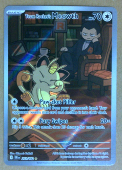 Pokemon TCG Team Rocket's Meowth 203/182 Destined Rivals Illustration Rare - Image 1