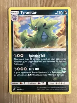 Pokemon TCG Tyranitar Sun & Moon - Team Up 85/181 Reverse Holo Rare, NM - Image 1