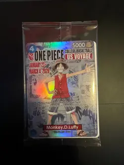 One Piece Monkey D. Luffy US Voyage College Basketball Promo Card IN HAND - Image 1