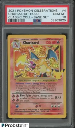 2021 Pokemon Celebrations Classic Coll Base Set #4 Charizard Holo PSA 10 - Image 1