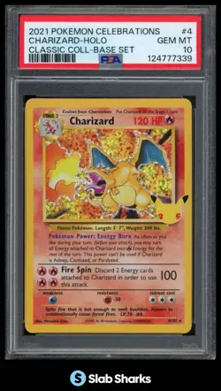 2021 POKEMON CELEBRATIONS #4/102 CHARIZARD HOLO BASE SET CLASSIC COLL. PSA 10 - Image 1