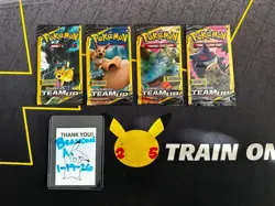 Pokemon Sun & Moon Team Up 3 Card Mini Booster Packs Complete Art Set (4 Packs) - Image 1