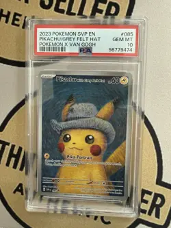 PSA 10 Pikachu With Grey Felt Hat SVP 085 Promo Van Gogh X Pokemon Card - Image 1