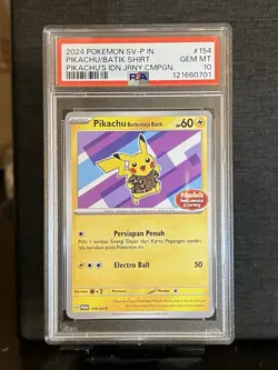 PSA 10 - Pikachu Berkemeja Batik 154/SV-P - Indonesia Journey Promo Pokemon - Image 1