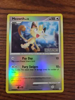 Meowth 106/146 - Platinum Stamped Burger King Promo - Pokemon TCG Reverse Holo - Image 1