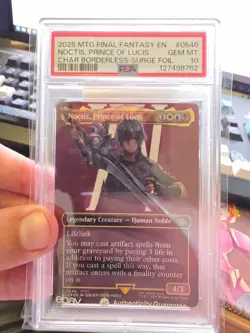 2025 MTG Final Fantasy Noctis, Prince Of Lucis Borderless Surge Foil #546 PSA 10 - Image 1