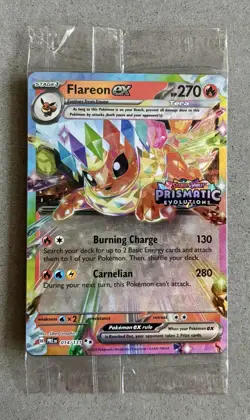 Pokemon Sealed Flareon EX 14 Prismatic Evolutions Stamped Promo Rare New Holo - Image 1