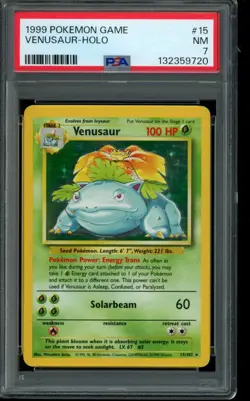 Venusaur 015/102 Base Set Holo 1999 POKEMON PSA 7 NM - Image 1