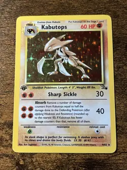 Kabutops 9/62 1st Edition Holo Rare Fossil Pokemon TCG Card - Image 1