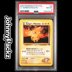 Pokemon TCG - Lt. Surges Pikachu 84/132 - 2000 Gym Challenge Card - PSA 8 - Image 1