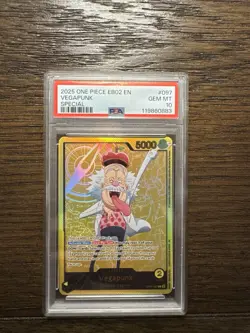 2025 ONE PIECE EB02 ENG VEGAPUNK SPECIAL OP07 097 GOLD PSA 10 POP 15 - Image 1