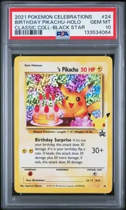 2021 POKEMON CELEBRATIONS CLASSIC COLLECTION #24 BIRTHDAY PIKACHU-HOLO PSA 10 - Image 1