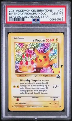 2021 POKEMON CELEBRATIONS CLASSIC COLLECTION #24 BIRTHDAY PIKACHU-HOLO PSA 10 - Image 1