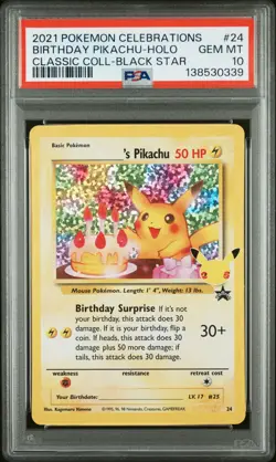 2021 POKEMON CELEBRATIONS CLASSIC COLLECTION #24 BIRTHDAY PIKACHU-HOLO PSA 10 - Image 1