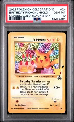 2021 POKEMON CELEBRATIONS CLASSIC COLLECTION #24 BIRTHDAY PIKACHU-HOLO PSA 10 - Image 1