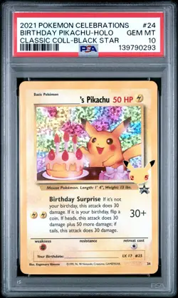2021 POKEMON CELEBRATIONS CLASSIC COLLECTION #24 BIRTHDAY PIKACHU-HOLO PSA 10 - Image 1