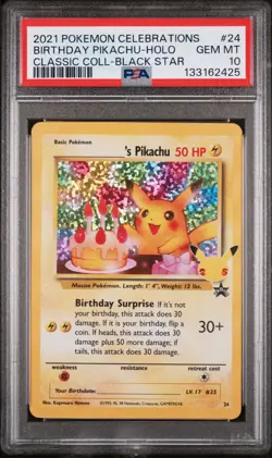 2021 POKEMON CELEBRATIONS CLASSIC COLLECTION #24 BIRTHDAY PIKACHU-HOLO PSA 10 - Image 1