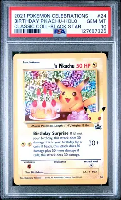 2021 POKEMON CELEBRATIONS CLASSIC COLLECTION #24 BIRTHDAY PIKACHU-HOLO PSA 10 - Image 1