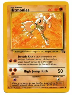 Pokemon Card: Hitmonlee 22/62 Fossil Set Vintage Rare! EX - Image 1