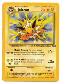 Pokemon Card: Jolteon 20/64 Jungle Set Rare! PL - Image 1
