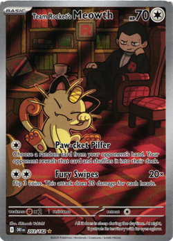 2025 Pokemon Scarlet & Violet: Paldean Fates #203/182 Team Rocket's Meowth NM - Image 1