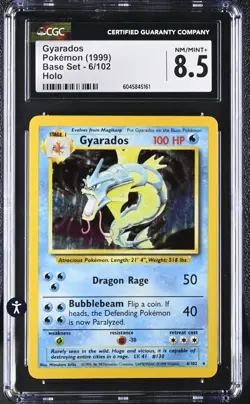 Gyarados 6/102 Base Set Holo Rare 1999 CGC 8.5 NM/MINT+ - Image 2