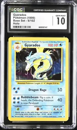 Pokemon Gyarados Holo Base Set # 6/102 CGC 10 Gem Mint English - Image 1
