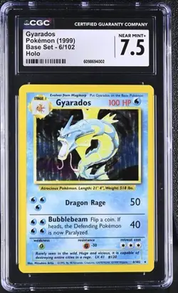 CGC 7.5 GYARADOS 6 BASE SET HOLO POKEMON NEAR MINT + - Image 1