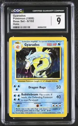 CGC 9 MINT Gyarados 1999 Base Set 6/102 Holo Pokemon Card - Image 1