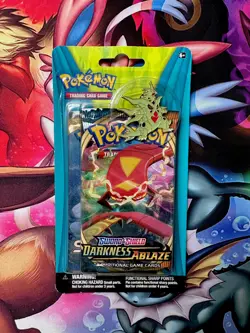 Pokemon TCG ~ Sword & Shield Darkness Ablaze Blister Pack w Mawile/Tyranitar Pin - Image 1