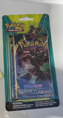 Pokemon TCG ~ Sword & Shield Darkness Ablaze Blister Pack w Mawile/Tyranitar Pin - Image 1