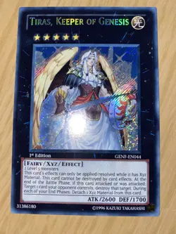 YuGiOh TIRAS, KEEPER OF GENESIS GENF-EN044 Secret Rare 1st Edition Near Mint - Image 1