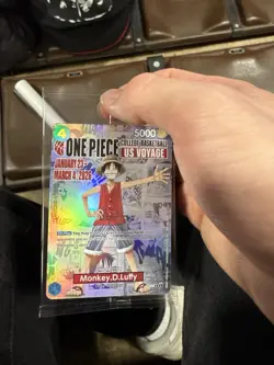 One PieceLuffy US Voyage College Basketball Promo Card - SEALED NEW + Poster - Image 1