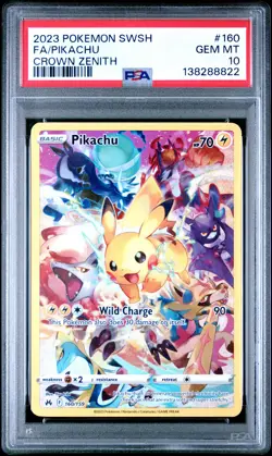2023 POKEMON SWORD & SHIELD CROWN ZENITH #160 FULL ART/PIKACHU PSA 10 - Image 1