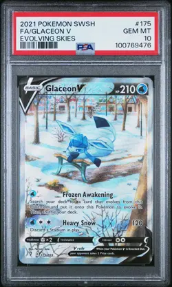 2021 POKEMON SWORD & SHIELD EVOLVING SKIES #175 FULL ART/GLACEON V PSA 10 - Image 1