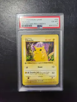 POKEMON RED CHEEKS PIKACHU BASE SET 1ST EDITION SHADOWLESS PSA 6 REGRADE U 58 - Image 1