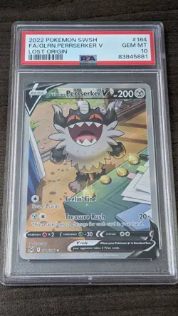 GALARIAN PERRSERKER V 2022 Pokemon #184/196 PSA 10 GEM-MINT Lost Origin FULL ART - Image 1